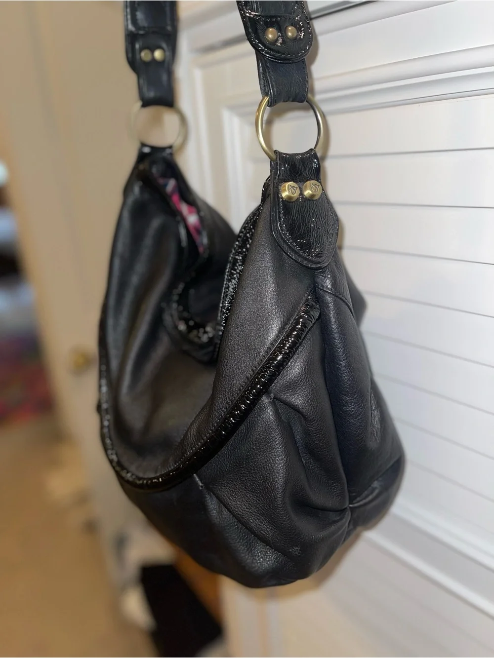 Allison scott soft leather black large hobo bag euc
